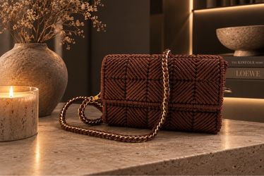 Handmade Luxury Crochet Purse – Brown & Gold – Crossbody