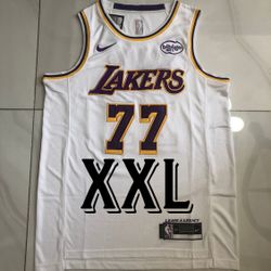 Double Stitched Luka Doncic White Los Angeles Lakers Jersey Association Edition