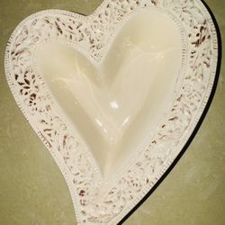 Vintage D’Lusso Home Collection Ceramic Heart Trinket Dish 9 in. New