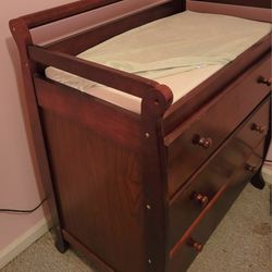 Cherry Wood Changing Table And Dresser