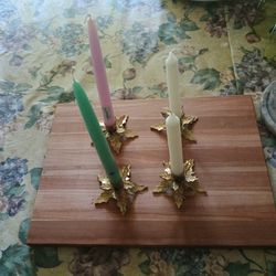 Solid Brass Candlestick Holders And Candles