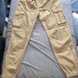Champs CSG Venture Cargo Zip Pants Joggers Drawstring Elastic Waist, 2XL, Khaki
