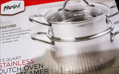 3.5 QUART STAINLESS DUTCH OVEN AND STEAMER