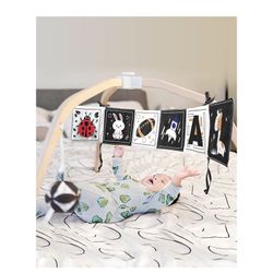 High Contrast Black and White Baby Toys for Newborn 0-6 Months – Contrast Cards & Sensory Baby Book with Mirror – Tummy Time Infant Toys for Visual St