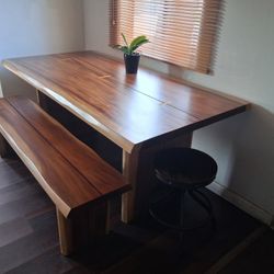 Mango Wood Dining Table w/Bench 