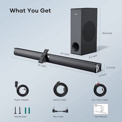 New 37” Sound Bar Speaker With Subwoofer Hdmi Bluetooth 