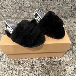 Black Girls Ugg Fluff Yeah Slide Size 6T