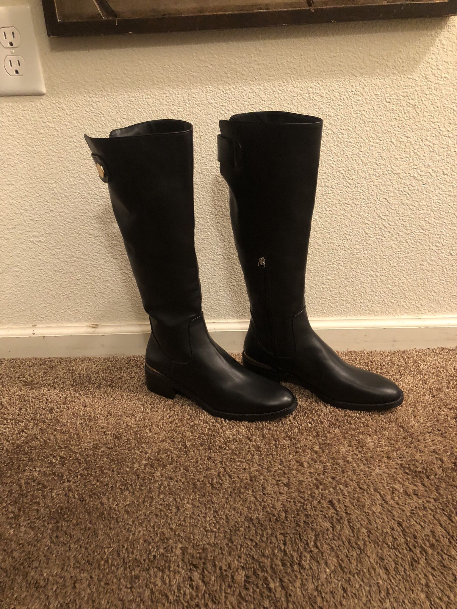 ZARA- Black Vegan Leather Knee-High Boots New With Tag!