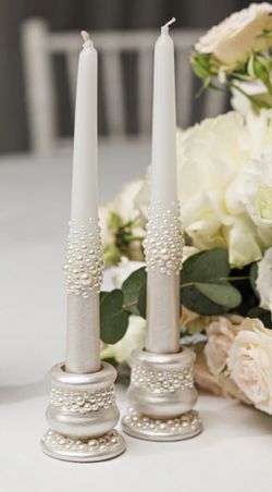 New The Elliance Pearl Candles Set of two in white/ivory