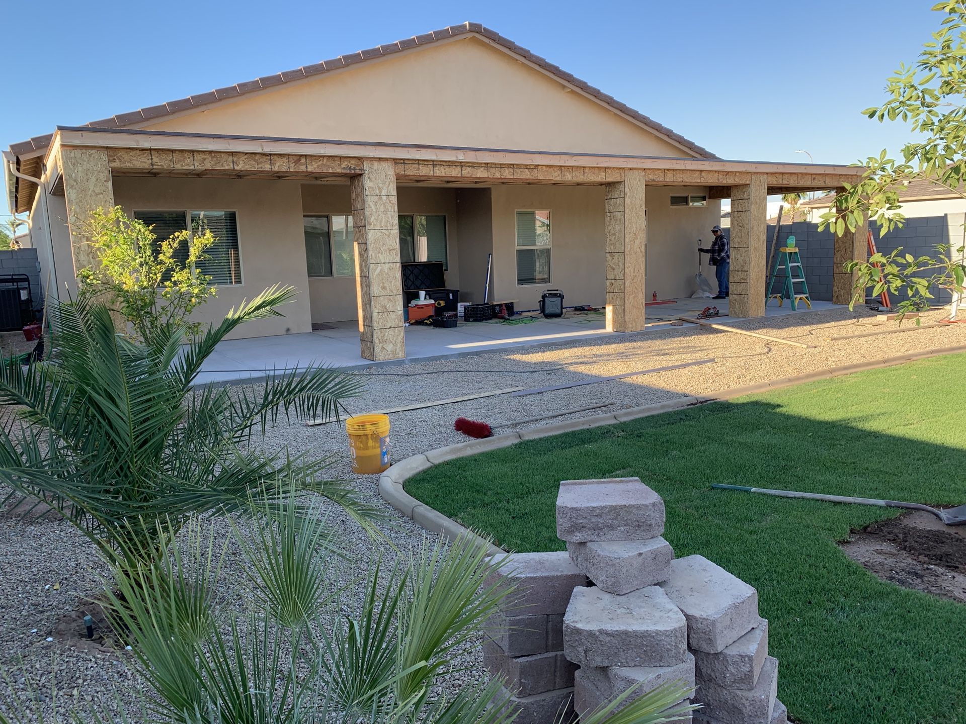 Framing work, shed, patio. 