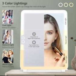 Deweisn Folding Lighted Makeup Mirror with 72 LEDs 3 Colors Light