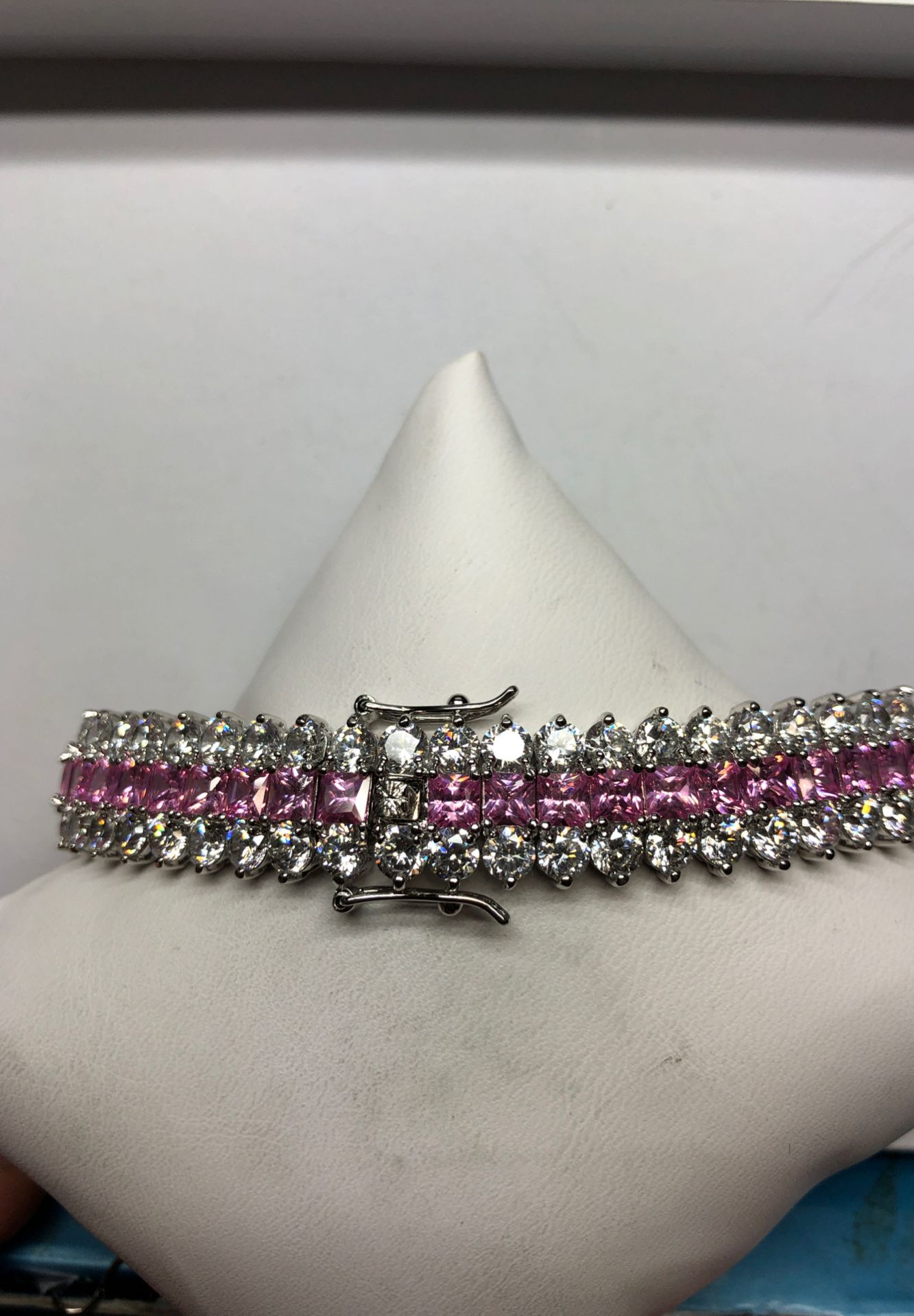 Sterling and pink and white CZ bracelet, gorgeous