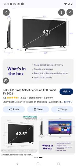 43 inch used ruku flat screen