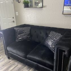 Velvet Black Couch Set 