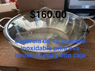 Cacerola de 12 qt acero inoxidable 👉 princess house todo nuevo y con caja 📦