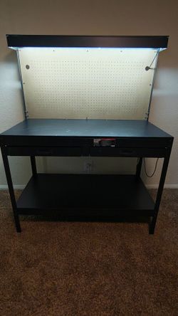 Yukon Steel Workbench with Light and Pegboard