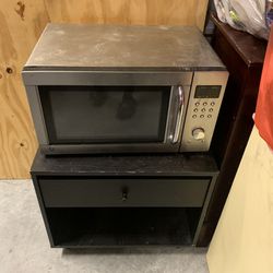 Stainless Steel Microwave And Table 