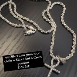 22in 3mm Silver Rope Chain