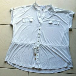 Calvin klein Blouse short sleeve,XL/EG/TG,White.