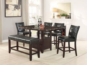 6 Pcs Faux Marble Counterheight Dining Set
