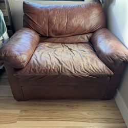 FREE - Oversized Leather Chair And Ottoman