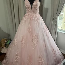 Stunning Blush Quinceañera Dress – Brand New – Includes Petticoat – Size 4-6