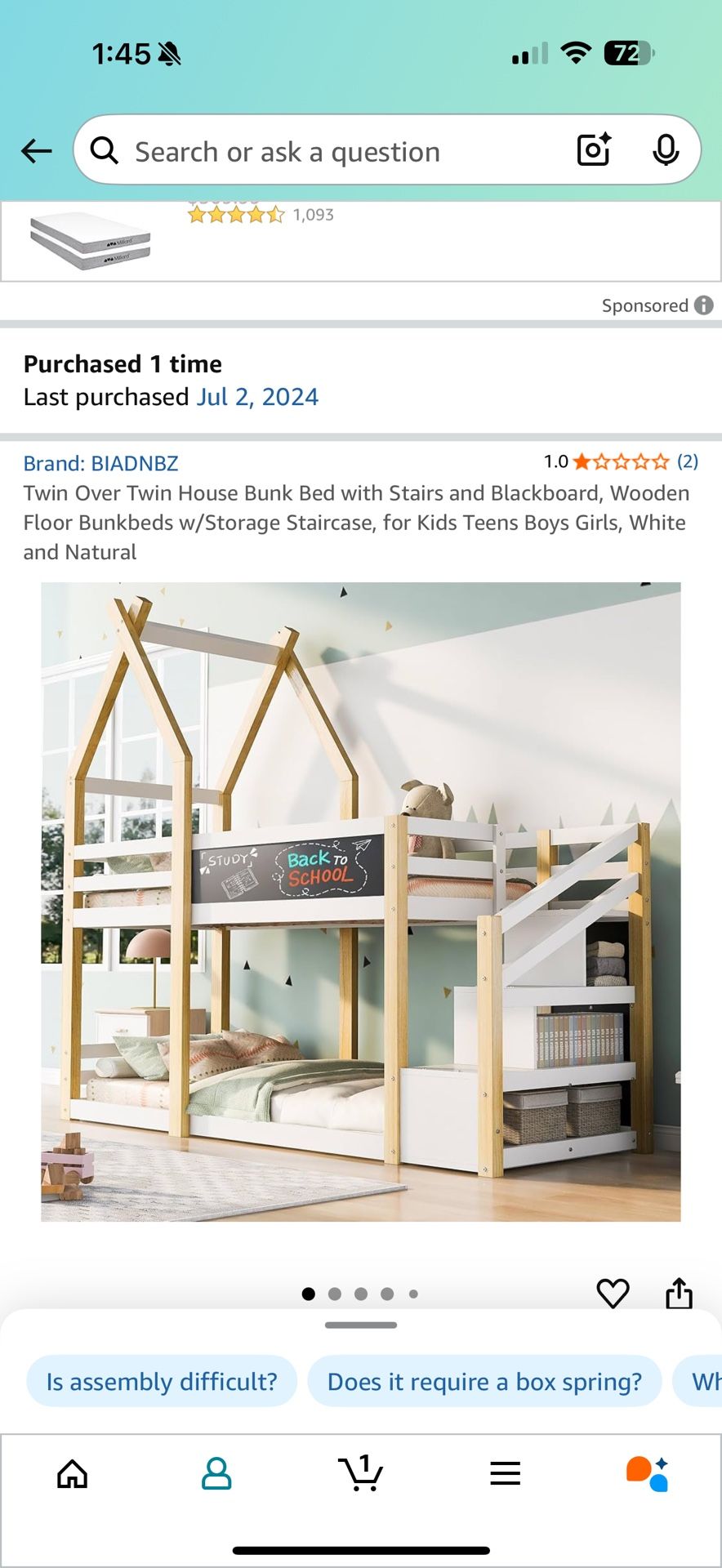 Twin Over Twin Bunk Bed 