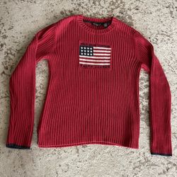 Polo Jeans Co. By Ralph Lauren Red, American Flag Sweater In Women’s Large