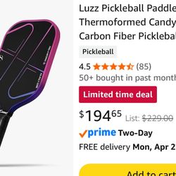 Luzz Pickleball Paddle, Thermoformed Candy T700 Carbon Fiber Pickleball Paddles Friction Surface Exceptional Spin and Power 16mm Composite Pickle Ball