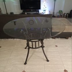 Glass Dining Room Table 45 Inh Round 4 Seat