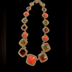 Napier Vintage Chunky Necklace with Multicolor Stones 1980s