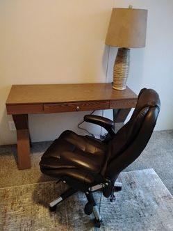 Desk with chair and lamp