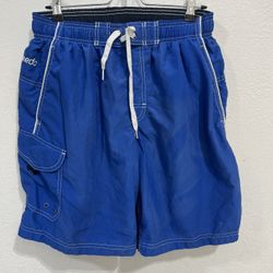 Speedo Shorts Men’s Medium Blue Swim Trunks Mesh Liner Outdoor Adult