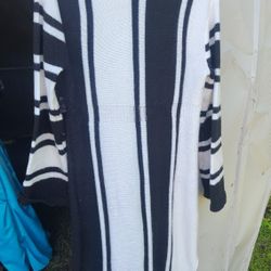 Black And White Sweater Dress With Side Slit