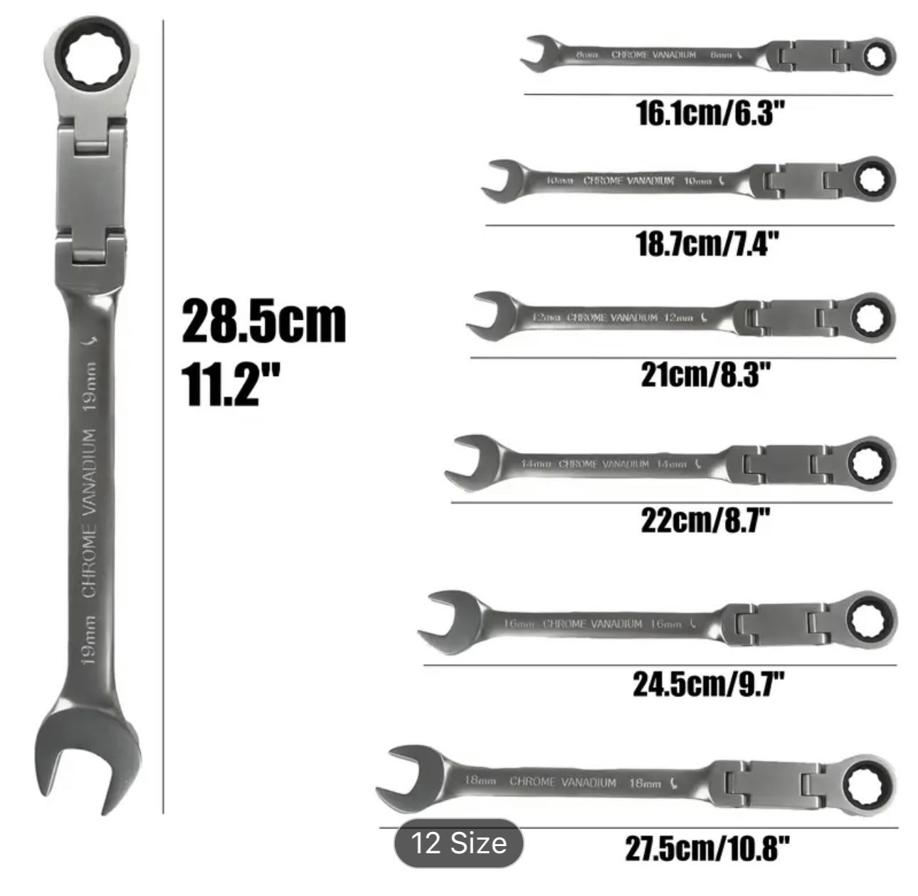 Double Flex Wrenches 12 Sizes. Or Buy Individual
