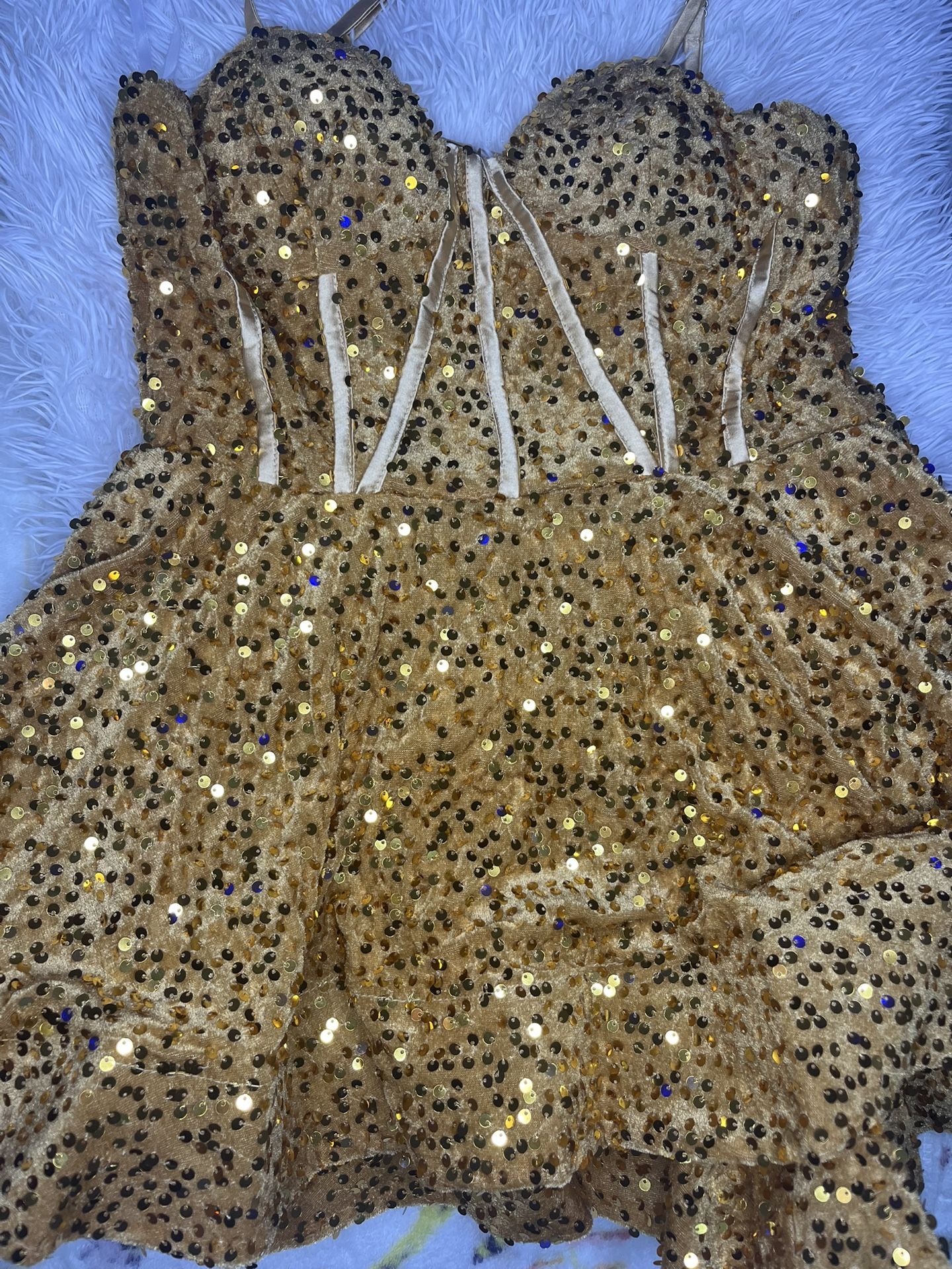 Gold Glitter Formal Corset Dress 
