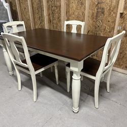 66” x 39” Solid Hardwood Dining Table W/4 Chairs - Delivery Available! 