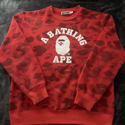 A Bathing Ape Red Camo Crew Neck Sweatshirt 