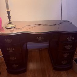 Dark wood with customized glass on top 21x43 x29