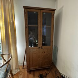 Wood Cabinet With Shelves And Lights 