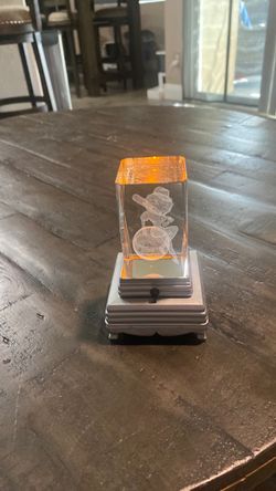 3D Laser Engraved Crystal Snowman Light Base