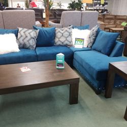 Teal Fabric Sectional