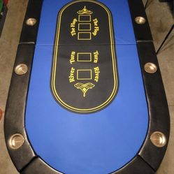 Folding Barrington 10 Player Blue Poker Table with table storage bag