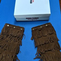 Minnetonka tall fringe boots suede NEW