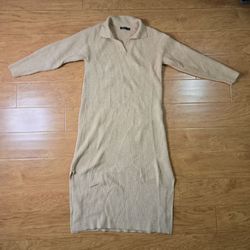 NASTY GAL Long Sleeve Cream Sweater Maxi Dress Size 6