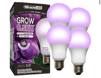 Miracle LED 6.5KK Professional Indoor Grow Light Bulb - 6500K Red&Blue Spectrum Replace 150W Grow Bulbs for Vegetables, Herbs, Hydroponics. (4-Pack)