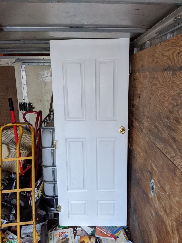 Six Panel White Interior Door Gold Doornob 78x30