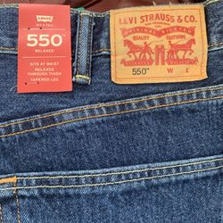 Levi's 550 Jeans - Men's 44x32 - Relaxed Fit Big & Tall Blue New