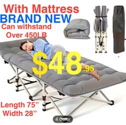 Foldable multipurpose camping bed with mattress