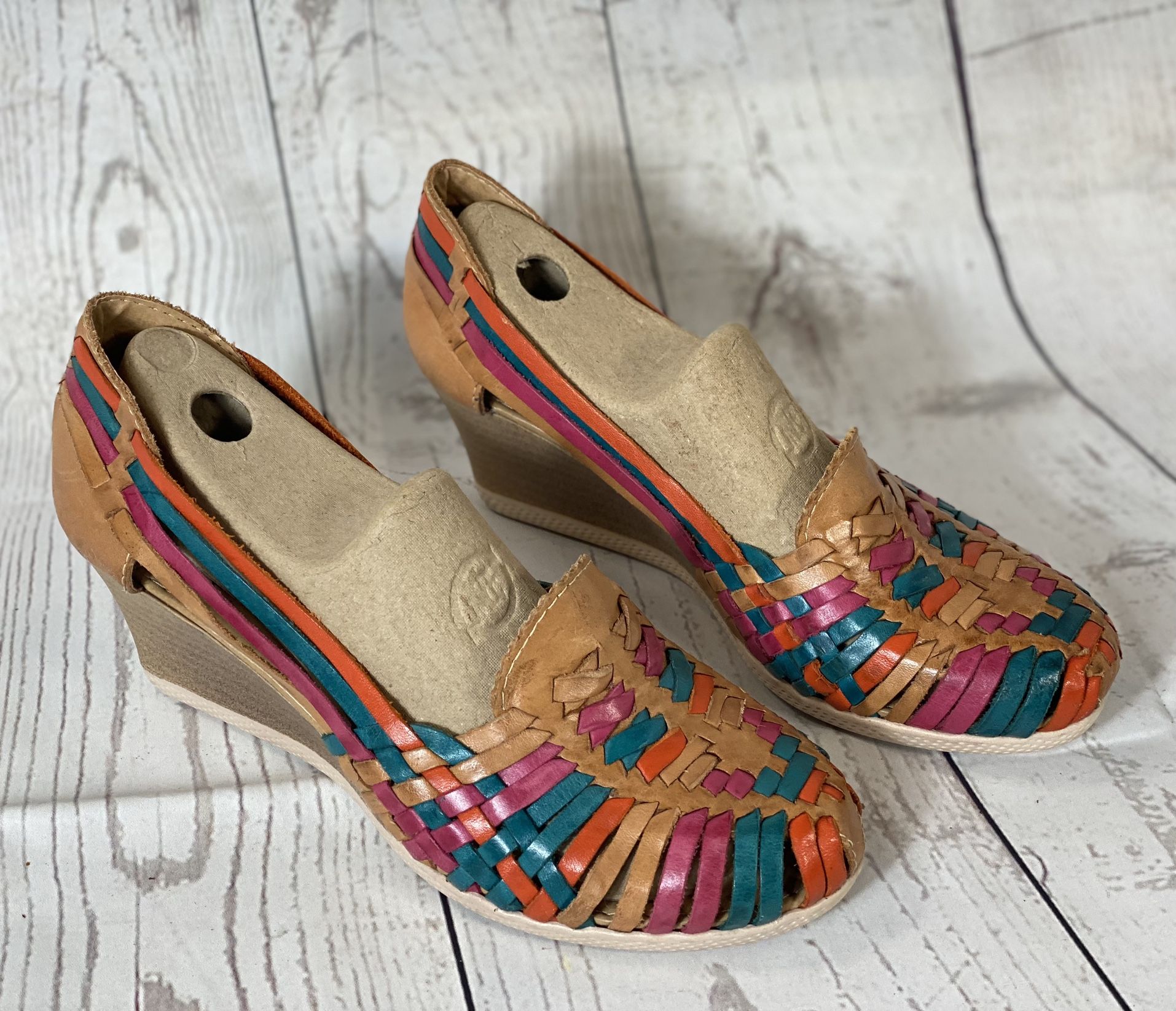 Rainbow Huarache Tacon Wedge Slip On Size 26 (10)